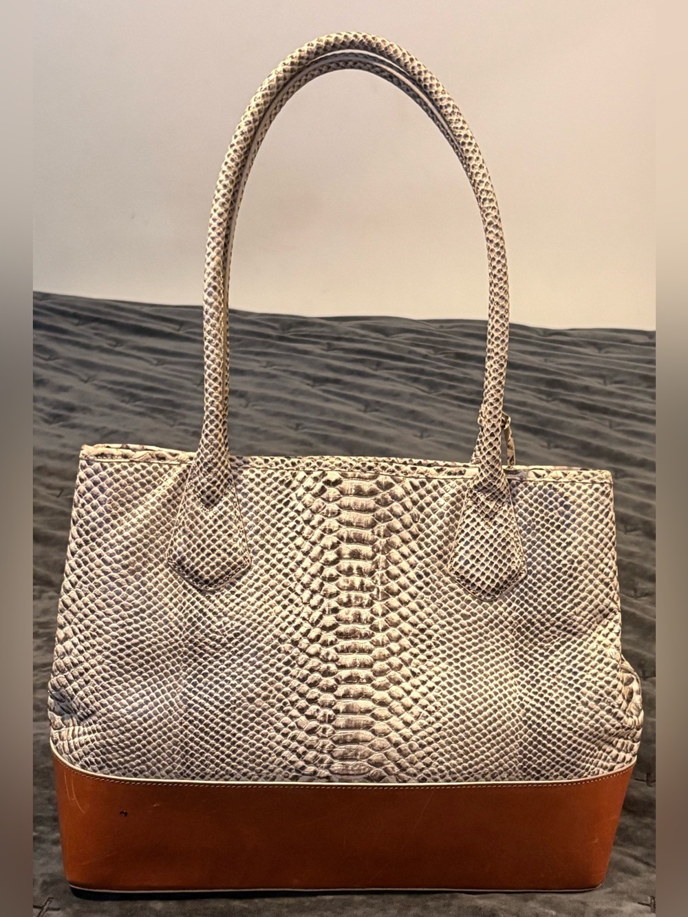 Brahmin Anytime Tote styled in the rare Black Java multi-texture finish